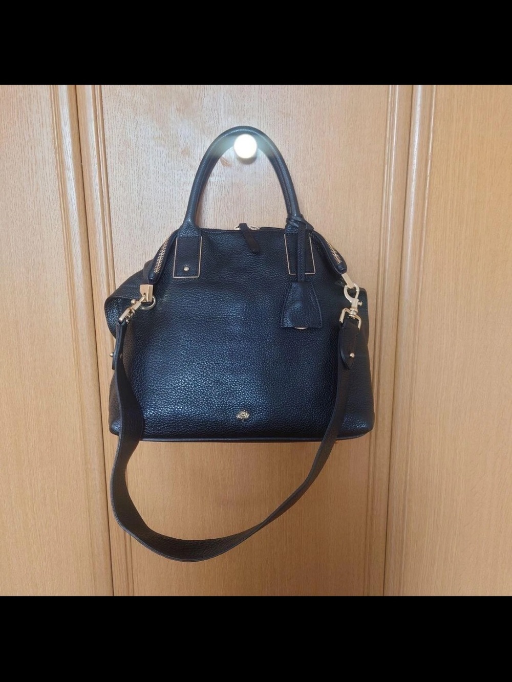 Mulberry Black Pebbled Leather Top-Handle Shoulder Bag